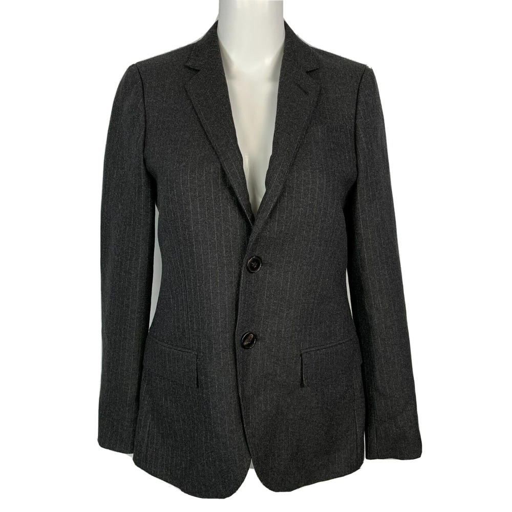 J Crew Jacket Blazer Womens Sz 0 Gray Pinstripe Wool Ludlow Hand Stitched‎ Italy